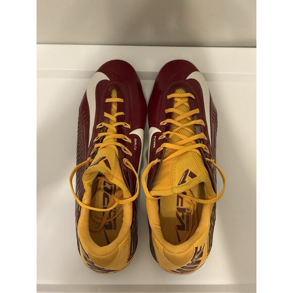 Size 15 - Nike Vapor Carbon 2.0 Elite TD Men\'s Football Cleats Maroon Yellow \'14